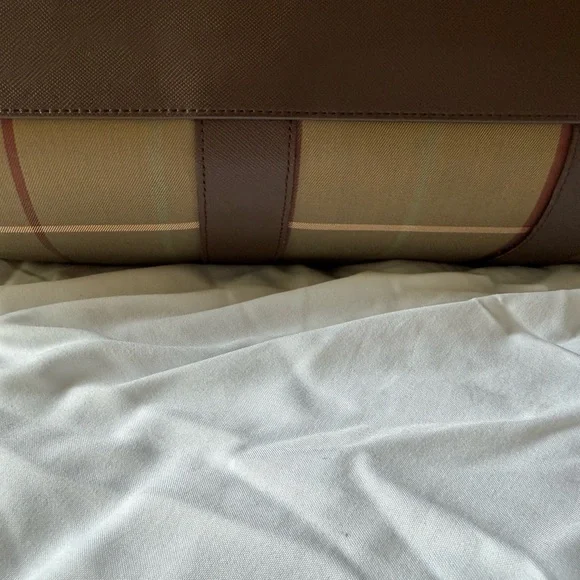 Burberry Barbour Brown and Green Duffel Bag with Classic Plaid Design